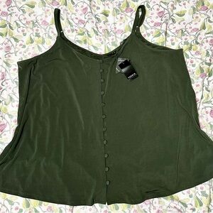 Torrid Olive Green Button-down Lace Cami Top